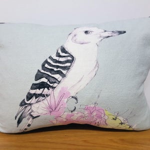 Bird Linen Cushion with Duck Feather Insert 35cm x 25cm Small Throw Pillow Fife Linen Bird Lover Throw Pillow Bird Homeware image 3