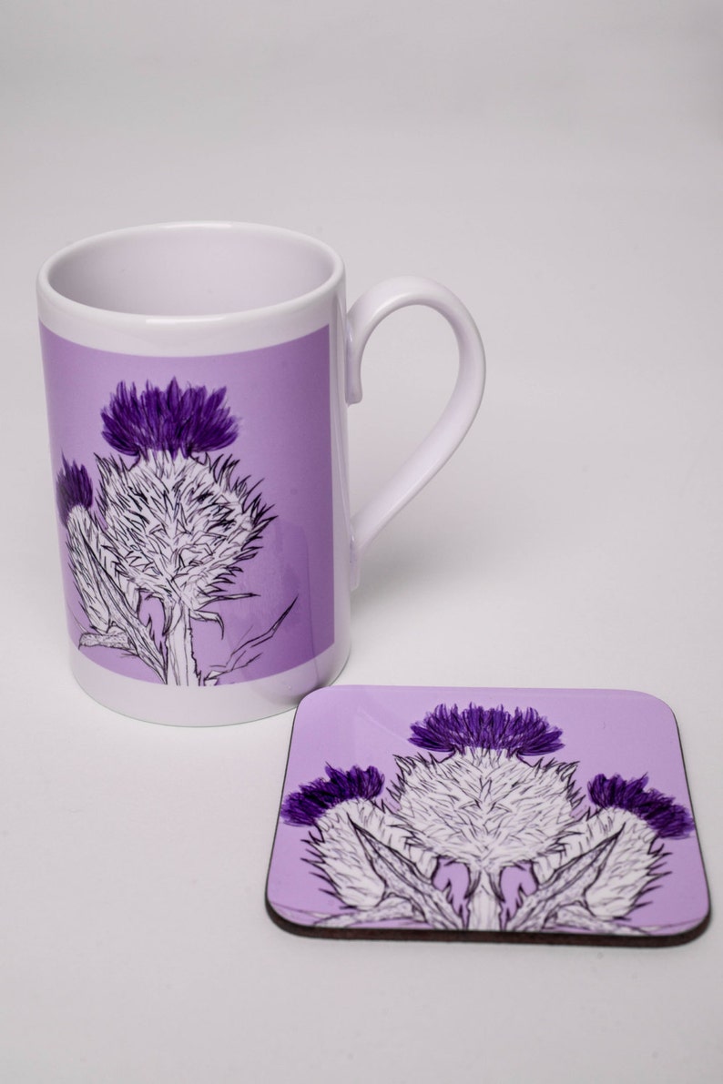 Scottish Thistle Mug and Coaster Set Scottish Gifts Gift Etsy