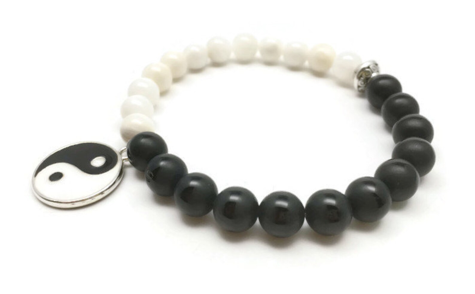 Yin Yang Bracelet Yin Yang Beaded Bracelet Black and White Etsy