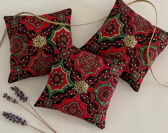 Lavender sachet gift,  set of 3 organic fragrance pillows for drawers. Holiday, stocking stuffer, teacher, friend gift.