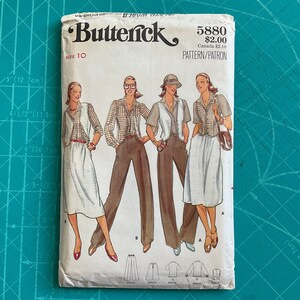 Vintage Butterick 5880 sewing pattern. Misses Size 10 shirt, vest, skirt & pants