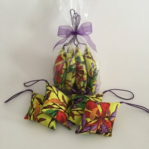 Lavender Sachets Set: Organic Tiger Lily Print, Closet Drawer Fresheners