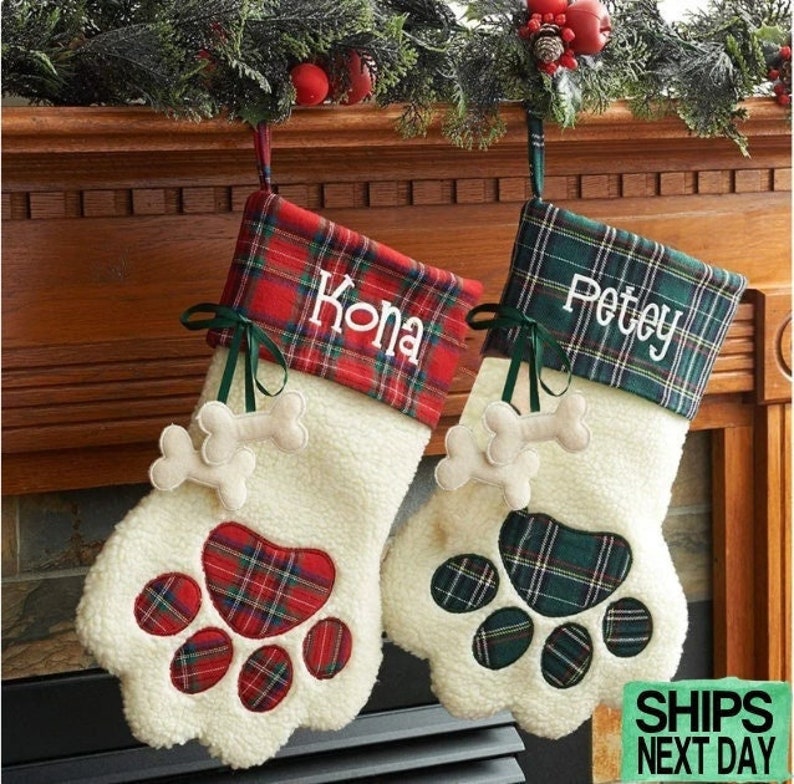 Personalized pet stockings, Blank pet stockings, Christmas stockings, Dog stocking, Cat stocking, Christmas gift, plaid, with name 