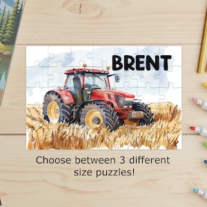 Personalized tractor puzzle, Kids puzzle, Kids gift, birthday gift, gift for girl, gift for boy, tractor gift, gift for toddler, Christmas