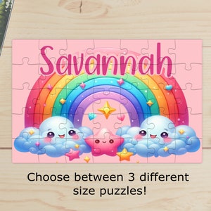 Personalized unicorn puzzle, Kids puzzle, Kids gift, birthday gift, gift for girl, unicorn gift, gift for toddler, Christmas, Easter-rainbow