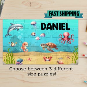Personalized Sea animal puzzle, Kids puzzle, Kids gift, birthday gift for boy, gift for girl, Ocean gift, gift for toddler, Christmas