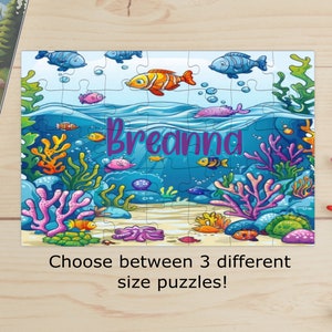 Personalized Sea animal puzzle-Kids puzzle-Kids gift-birthday gift for boy-gift for girl-Ocean gift-gift for toddler-Christmas-underwater