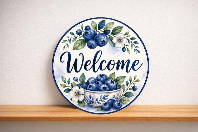 Blueberry Welcome Sign Farmhouse Decor, Fruit Wreath Sign, Rustic ...