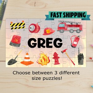 Personalized Firefighter puzzle, Kids puzzle, Kids gift, birthday gift for boy, gift for girl, firefighter gift, gift for toddler, Christmas