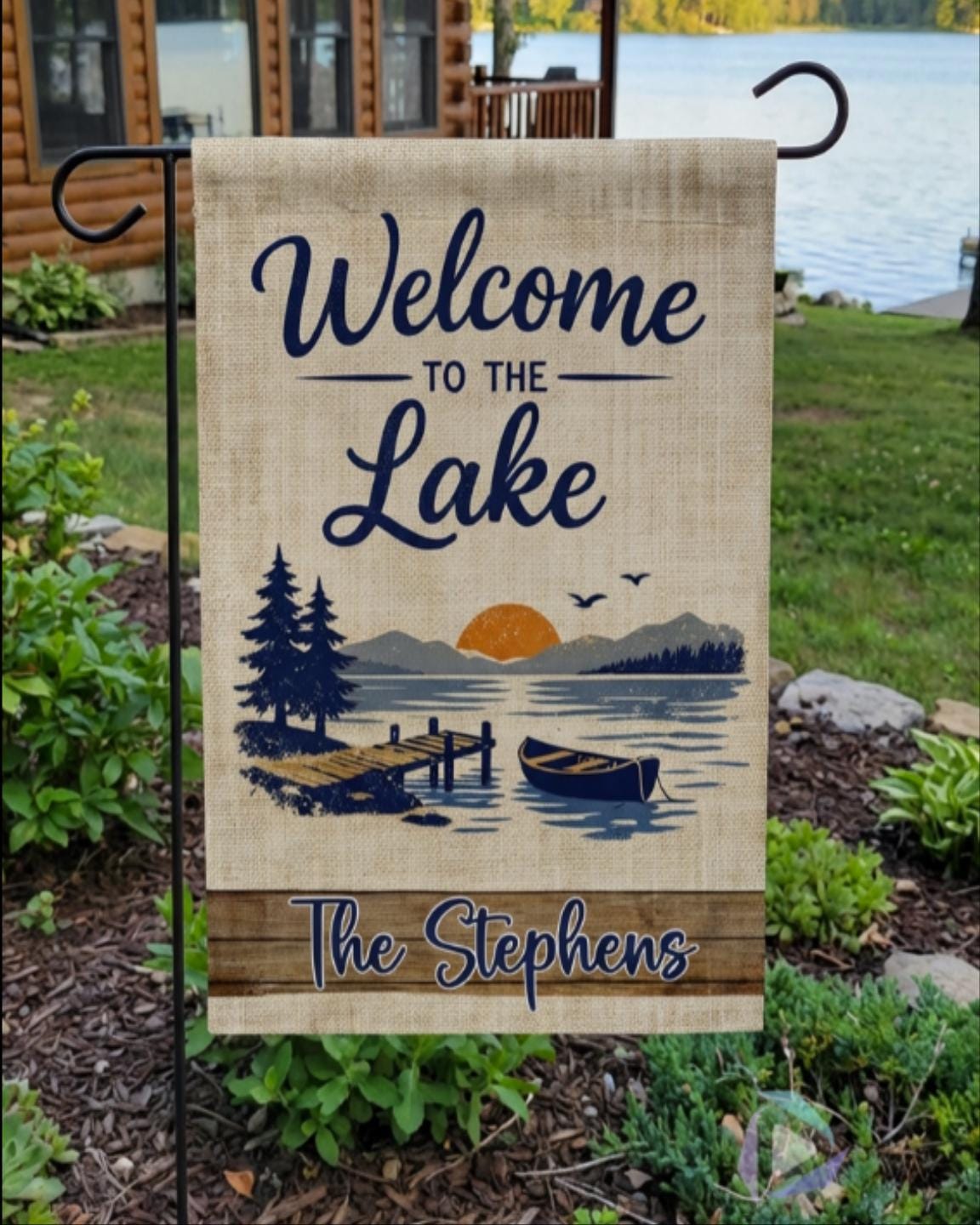 Personalized Lake House Garden Flag, Welcome to the Lake Flag With ...