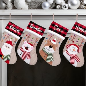 Personalized Christmas stockings, Holiday stockings, Buffalo plaid christmas stockings, Christmas decorations, Family stockings, matching