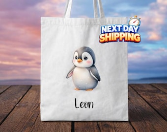 Penguin bag- Penguin tote bag-personalized penguin gift- gift for kid- penguin gift-Christmas-toy bag-penguin tote bag-kids gift- girl gift