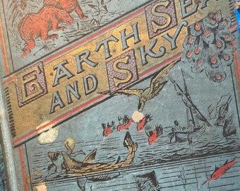 Vintage Book - Earth Science Earth Sea And Sky 1887 Gorgeous Illustrated plates ~ Rare