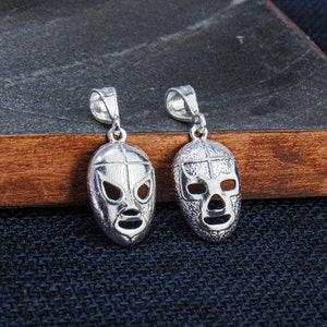 Sterling Silver Wrestler Necklace, Sterling Silver Luchador Mask, Silver  Mask Charm, El Santo, Blue Demon