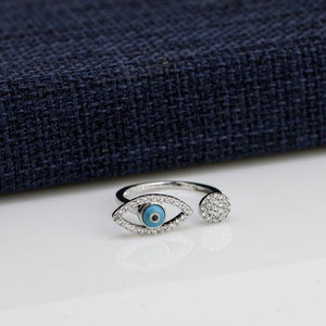 Silver Evil Eye Ring, 925 Sterling Silver Evil Eye, Silver Blue Evil Eye Ring, Blue Evil Eye Ring, Spiritual Jewelry, Protection ring