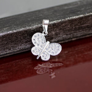 Silver Modern Butterfly Necklace, Sterling Silver Butterfly Necklace, Butterfly Charm, Butterfly Pendant