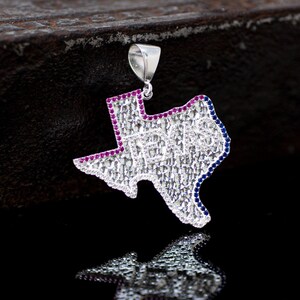 Sterling Silver Texas Charm, Silver Texas With Cz, Sterling Silver Texas  Pendant, Texas Jewelry