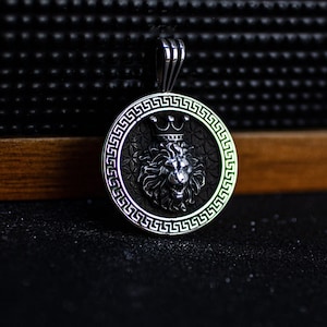 Sterling Silver Lion Head Necklace, Silver Lion Pendant, Silver Oxidized Lion Necklace, Silver Men&#39;s Necklace, Animal Jewelry,