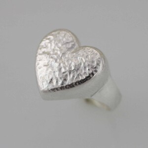 Heart Ring, Sterling Silver Heart Ring, Solid Silver Heart Ring, Love Ring, Open Heart Ring, Silver Hammered Heart Ring, Big Heart Ring image 4