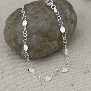 Silver Anklet Bracelet, Sterling Silver Anklet, Diamond Disc Anklet, Silver Disc Anklet, Charm Anklet, Sparkly Anklet, Beach Jewelry