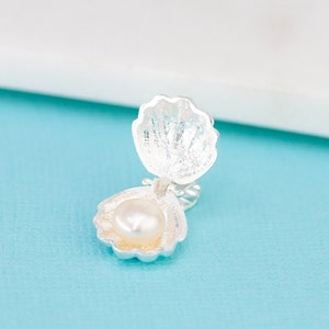 Sterling Silver Faux Pearl In Shell Locket Necklace, 925 Sterling Silver Shell Necklace, Boho Necklace, Beach Jewelry
