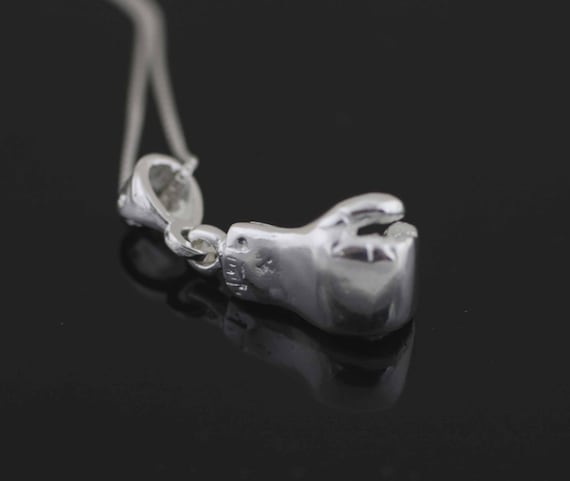 Silver Boxing Gloves Necklace, Boxing Boxer Glove Charm, Box Glove