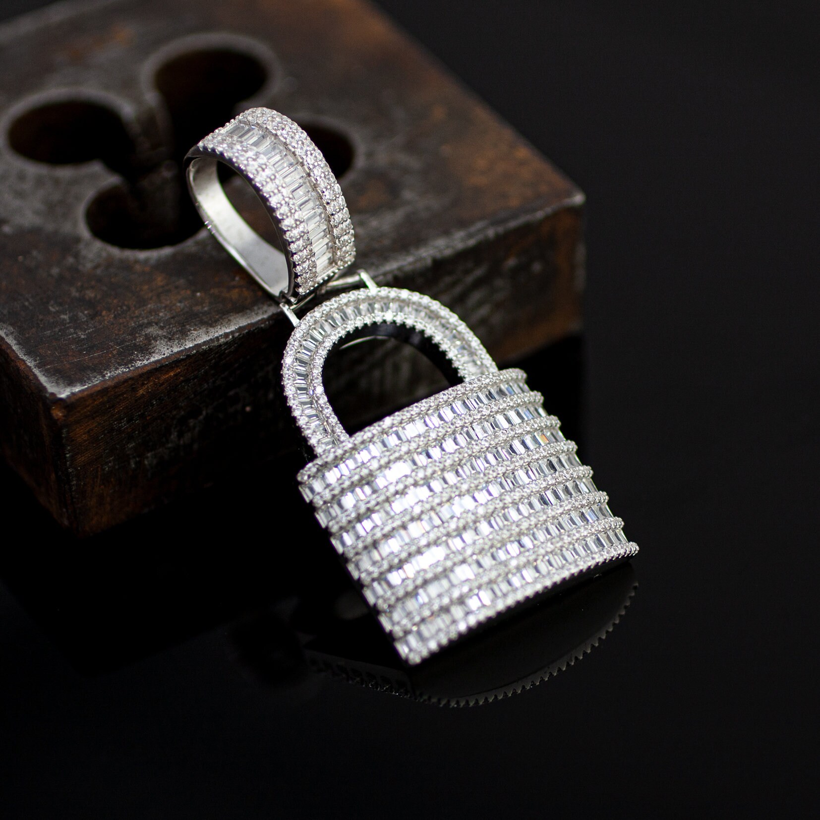 Sterling Silver Lock Charm, Silver Lock With Cz, Sterling Silver Lock ...