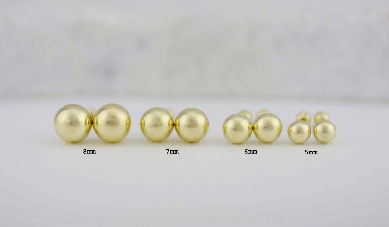 7mm 14k gold ball stud earrings Clearance