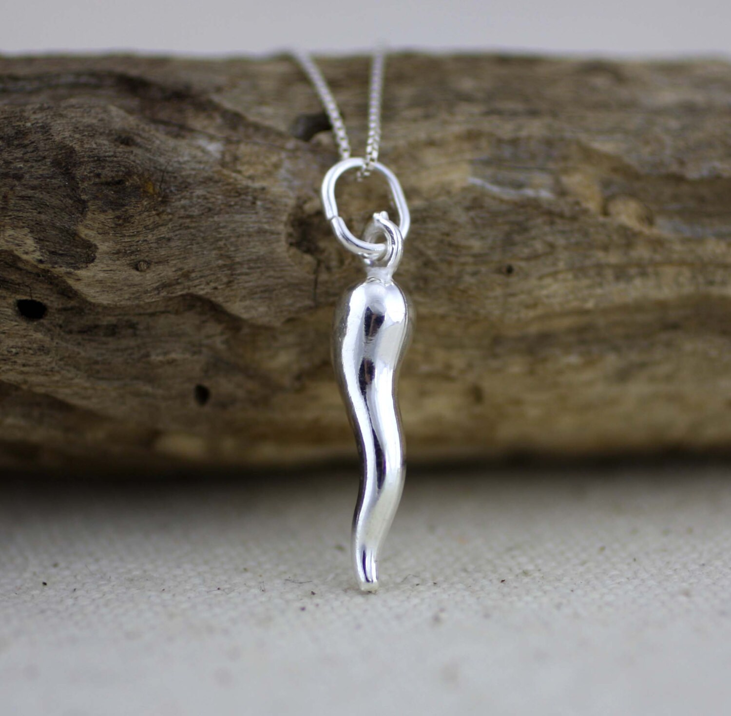 Sterling Silver Horn Necklace Silver Cornucopia Necklace Etsy