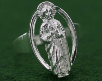 Sterling Silver Saint Jude Ring, Sterling Silver 925 Saint Jude, Silver St Jude, Catholic Jewelry, Saint Jude Thaddeus Ring, San Judas