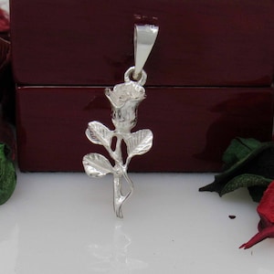 Sterling Silver Floral Necklace, Silver Rose Necklace, Sterling Silver Flower Necklace, Rose Flower, Lovers Gift, Silver Flower pendant