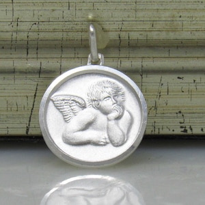 Sterling Silver Angel Medal,Sterling Silver Medal, Raphael Angel medal, Angel Pendent, Medalla Religiosa, cherubim pendent, Angel Jewellery