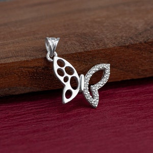 Silver Butterfly Necklace, Sterling Silver Butterfly Necklace, Cz Butterfly, Silver Butterfly Pendant, Animal Necklace, Boho Necklace