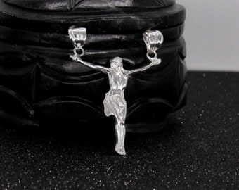 Silver Jesus Christ Necklace, Jesus Christ Arms Open Necklace, Sterling Silver Jesus Pendant, Silver Crucifix,  Men Necklaces