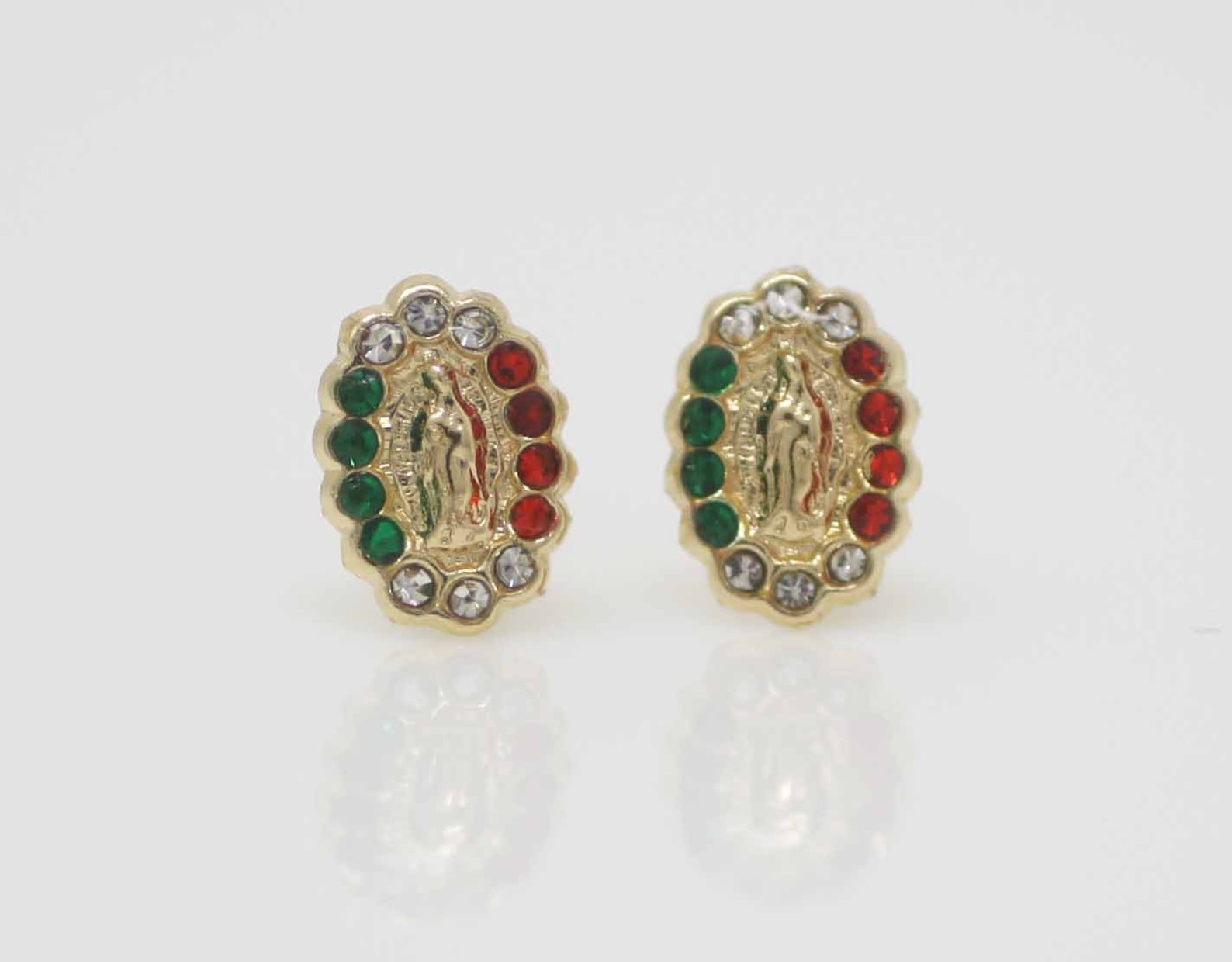 Our Lady of Guadalupe Stud Earrings, Virgen De Guadalupe 14K Gold Screw ...