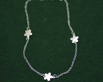 Flowers Anklet, Silver Flowers Anklet, Sterling Silver Flower Anklet, Flower Charm Anklet, Silver Anklet, Beach Jewelry, Elegant Anklet