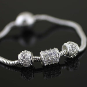 Sterling Silber Pandora Style Armband, Silber Schlangen Kette Herz Verschluss Armband, Armband für Pandora Charms, Silber Magnetarmband