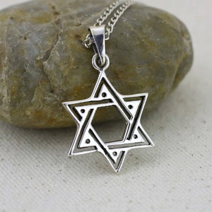 Collar de estrella de David, estrella de David plata, estrellas religiosos, plata joyería, Israel estrella collar, joyería Judaica