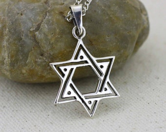 Star of David Necklace, Sterling Silver Star of David Necklace, Star Silver, Religious Jewelry, Israel Star Necklace, Judaica Jewelry