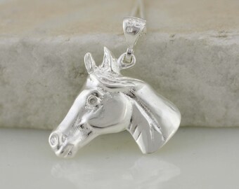 Sterling Silver Horse Necklace, Sterling Silver Horse Head Necklace, Horse Pendant, Silver Horse, Animal Jewelry,