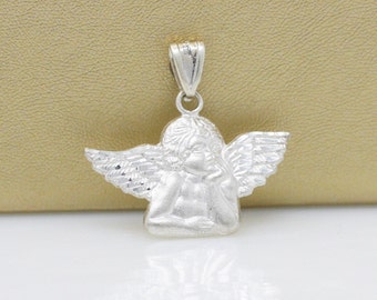 Sterling Silver Angel Necklace, Sterling Silver Cherub Pendant, Raphael's Cherub Necklace, Silver Cupid Necklace, Valentine