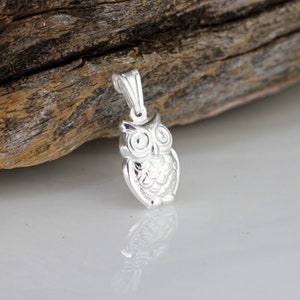 Sterling Silver Owl Pendant, Silver Owl Necklace, Wise Owl Charm