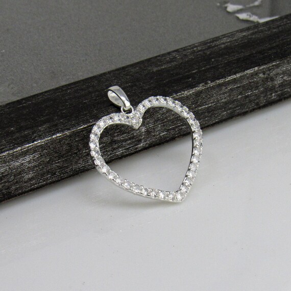 Silver Hearts Necklace, Sterling Silver Multi Stone Large Open