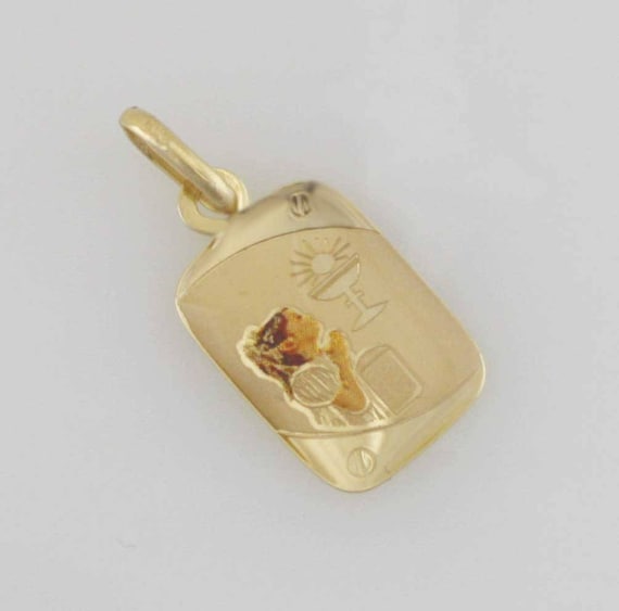 14k Gold First Communion Necklace 14K Gold Communion Medal 14k