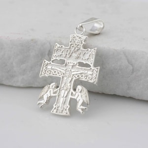 Sterling Silver Caravaca Necklace, Silver Caravaca Necklace, Men Cross Necklace, Silver Caravaca Crucifix, Caravaca Pendant, Catholic Charm