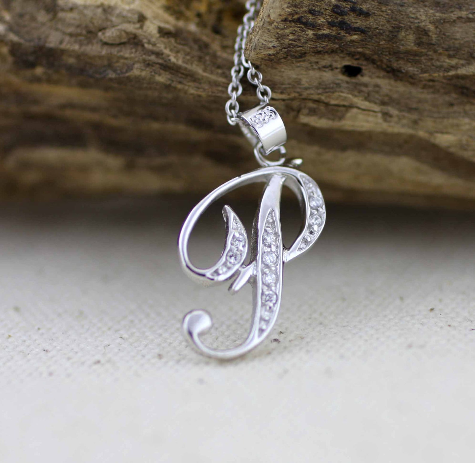 Letter P Necklace Sterling Silver Initial Necklace Silver Etsy