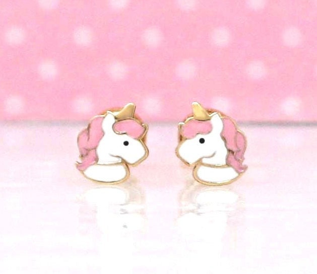 Unicorn Pink Mirror Hypoallergenic Earrings 14mm Available in pierced