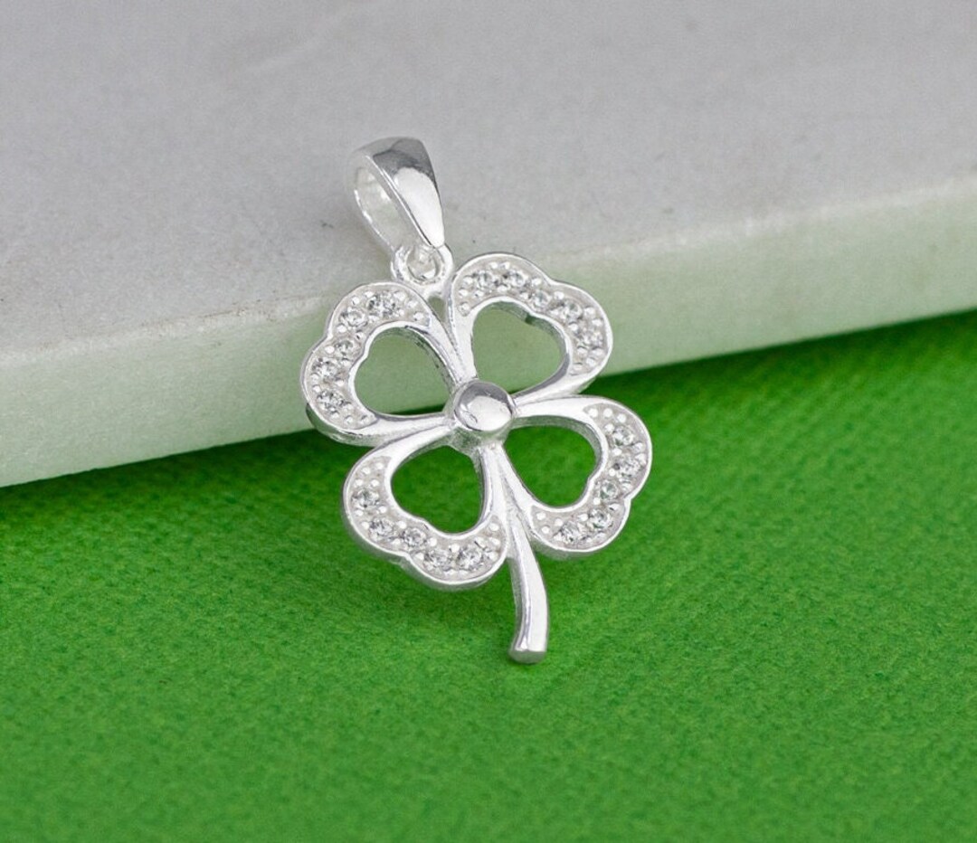 ★ROSEMONT★ Silver Clover Necklace RA24C25J Sterling Silver Good Luck Necklace, Silver Four Leaf Clover