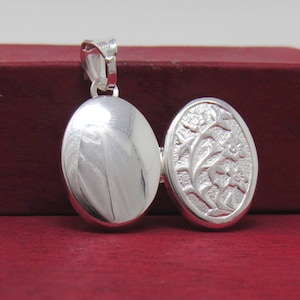Sterling Silver Locket Necklace, Silver Oval Locket Necklace, Silver Flower Locket, Victorian Style Locket, Bridesmaid Gifts, Love Necklace