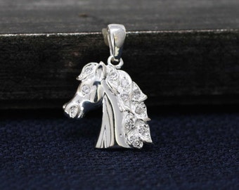 Silver Horse Necklace, Sterling Silver Horse Head Necklace,  Horse Pendant, Small Horse Necklace, Animal jewelry, Cowboy Jewelry